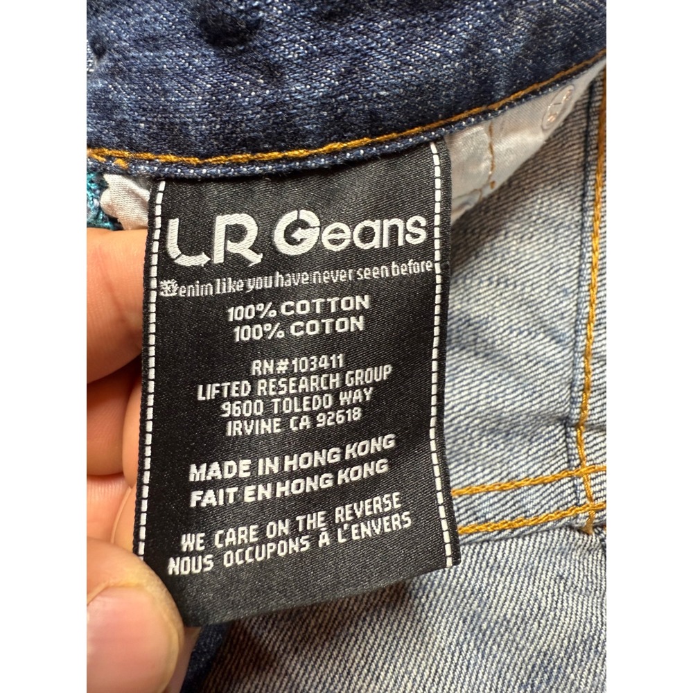 LRG Grass Roots Denim Shorts Mens Size 32 Blue Jean Distressed Casual thrash - Picture 9 of 16